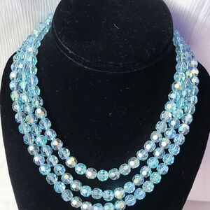 Elegant Blue Faceted Austrian Crystal Necklace